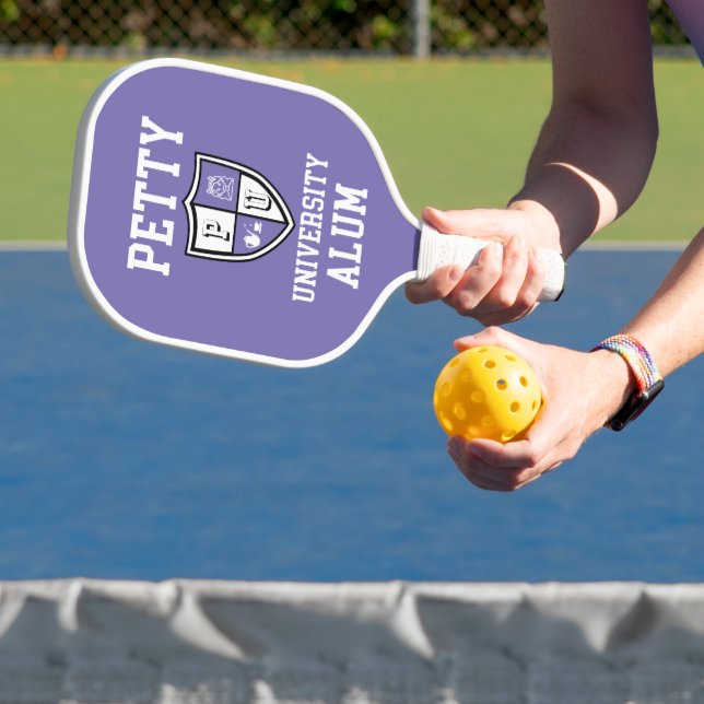 Petty University Alum grad alma mater periwinkle Pickleball Paddle (Insitu)