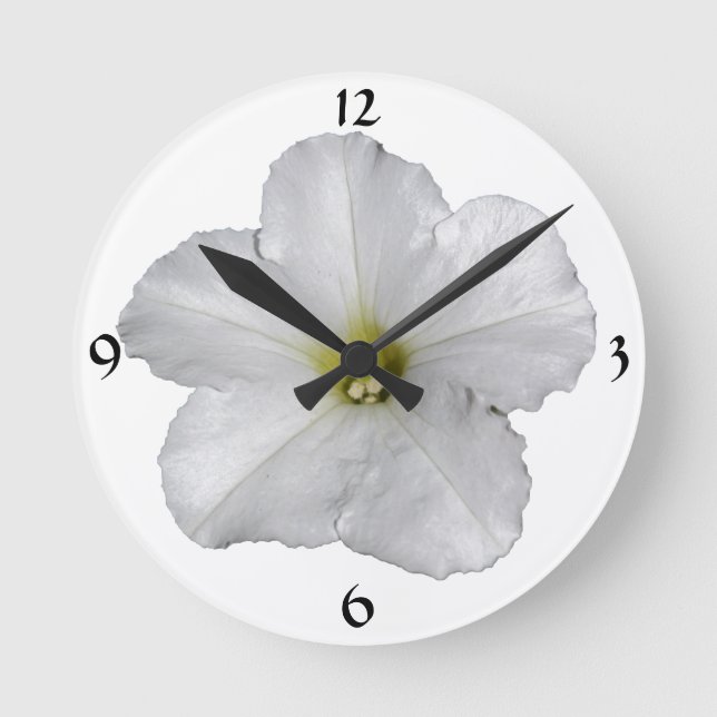 Petunia Flower Floral Christmas Decor Cute White Round Clock (Front)