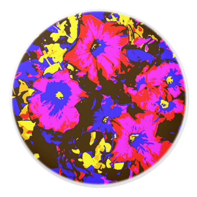 PETUNIA FLOWERS CERAMIC KNOB (Front)