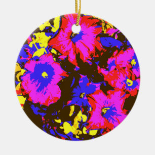 PETUNIA FLOWERS CERAMIC TREE DECORATION
