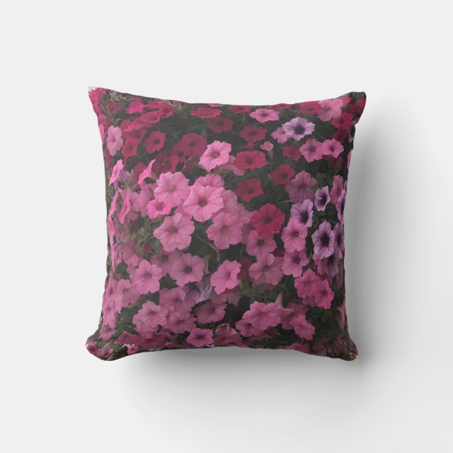 Petunia Flowers Outdoor Pink Purple Garden Bench Cushion (Front)