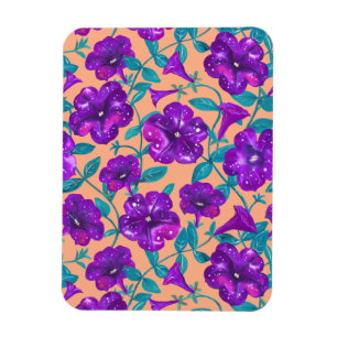 Petunia Night Sky on apricot background Throw Pill Magnet