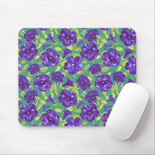 Petunia Night Sky on teal background Throw Pillow Mouse Pad