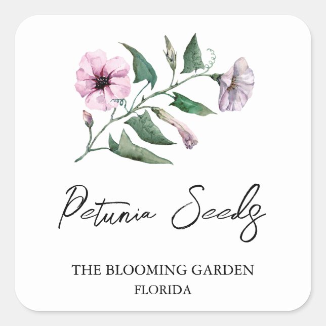 Petunia Seeds label (Front)
