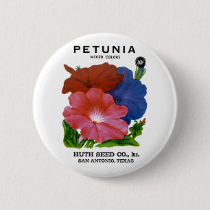 Petunia Vintage Seed Packet 6 Cm Round Badge