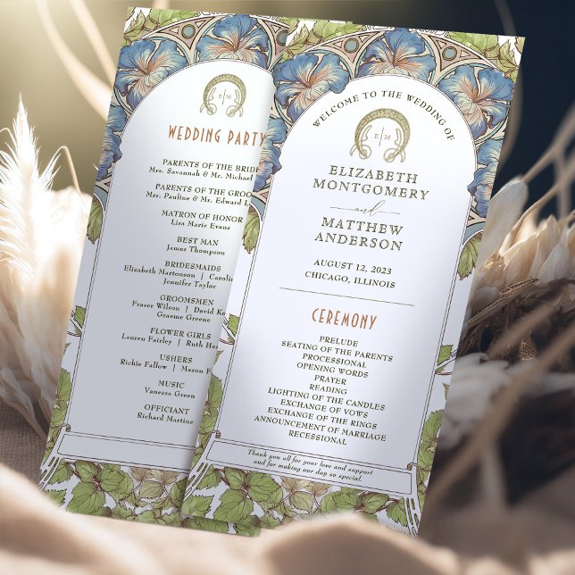 Petunia Vintage Wedding Program Art Nouveau Mucha Programme (Creator Uploaded)