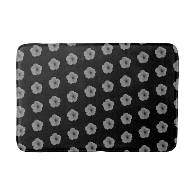 Petunias in Black and White Bath Mat (Front)