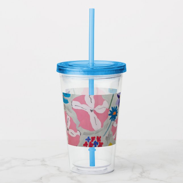Petunias & Summer Flowers  Acrylic Tumbler (Front)