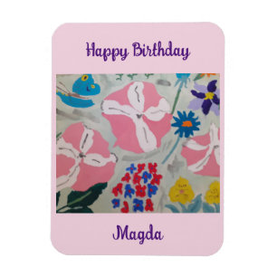 Petunias & Summer Flowers Birthday Magnet