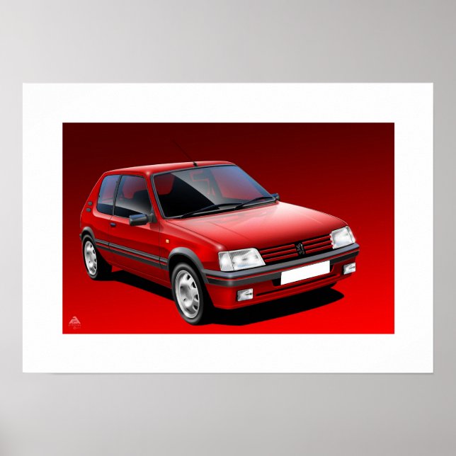 Peugeot 205 GTI Poster Illustration (Front)