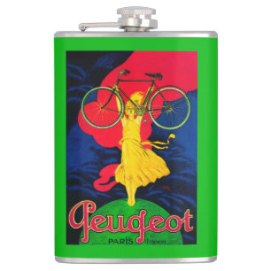 Peugeot Bicycle Vintage PosterEurope Hip Flask