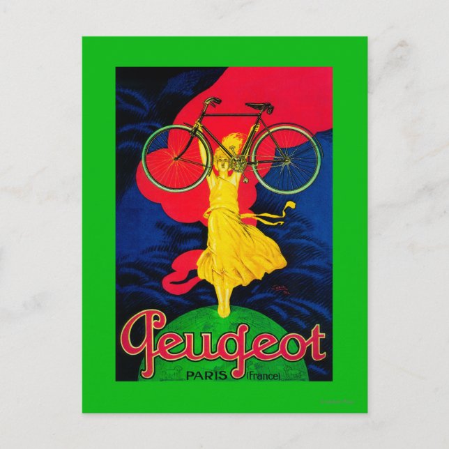 Peugeot Bicycle Vintage PosterEurope Postcard (Front)