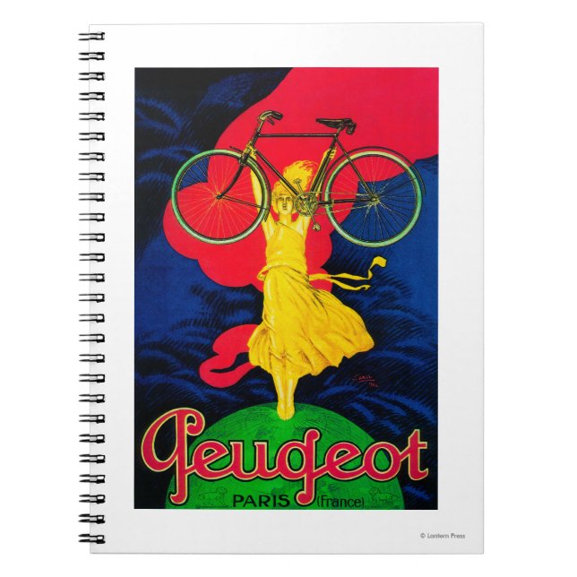Peugeot Bicycle Vintage PosterEurope Spiral Notebook (Front)