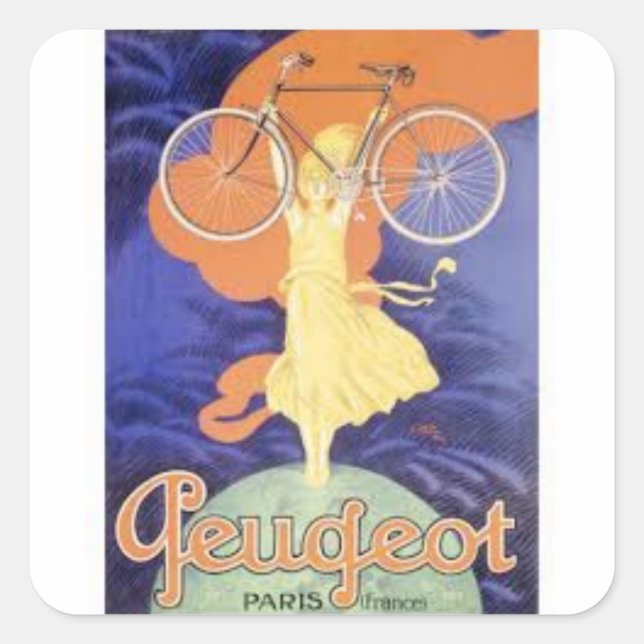 Peugeot Vintage Square Sticker (Front)