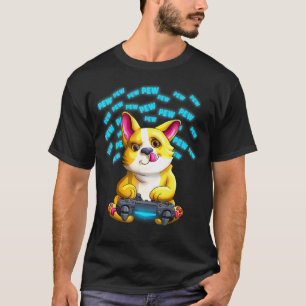 Pew Gamer Corgi Welsh Pewpewpew Video Gaming T-Shirt
