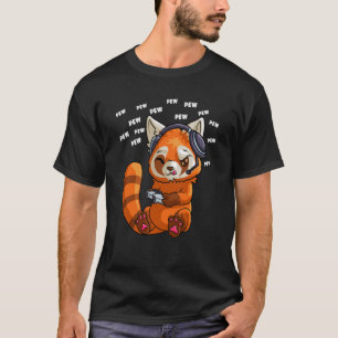 Pew Gamer Red Pand PewPewPew Video Gaming Red Pand T-Shirt