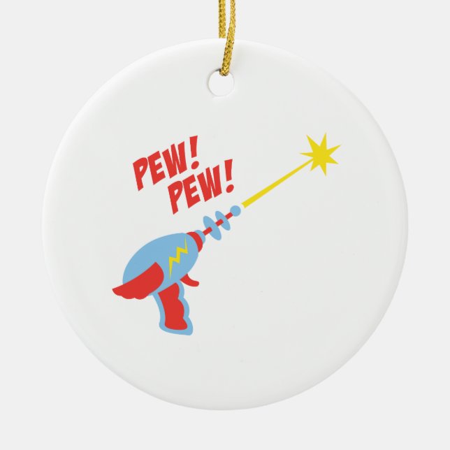 Pew! Pew! Ceramic Tree Decoration (Front)