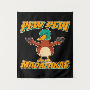 Pew Pew Duck Duck Pattern Throw Blanket Tapestry