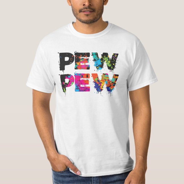 Pew Pew - Funny Paintball T-Shirt (Front)