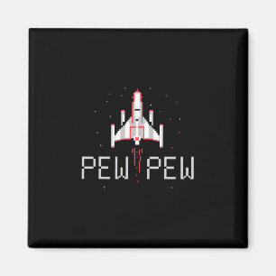 Pew Pew Gamer Vintage 80's 90's Arcade Gaming Love Magnet