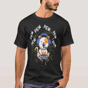 Pew Pew Gaming Cat Video Game Gaming Console Gamin T-Shirt