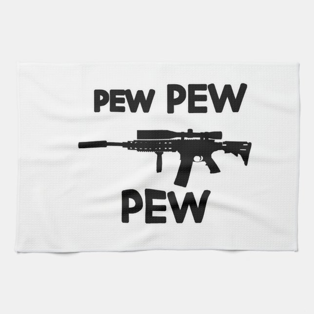 Pew pew gun tea towel (Horizontal)