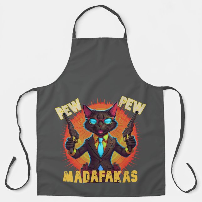 Pew Pew Madafakas Black Cat Apron (Front)