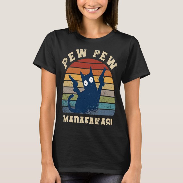 Pew Pew Madafakas  Pew Pew Cat Pyjamas Summer Cats T-Shirt (Front)