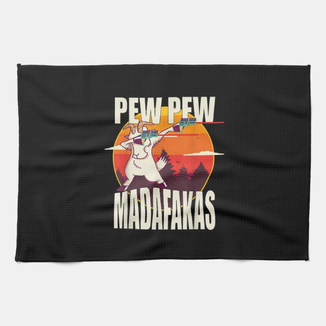 Pew Pew Madafakas Pew Pew Madafakas Goat Tea Towel (Horizontal)