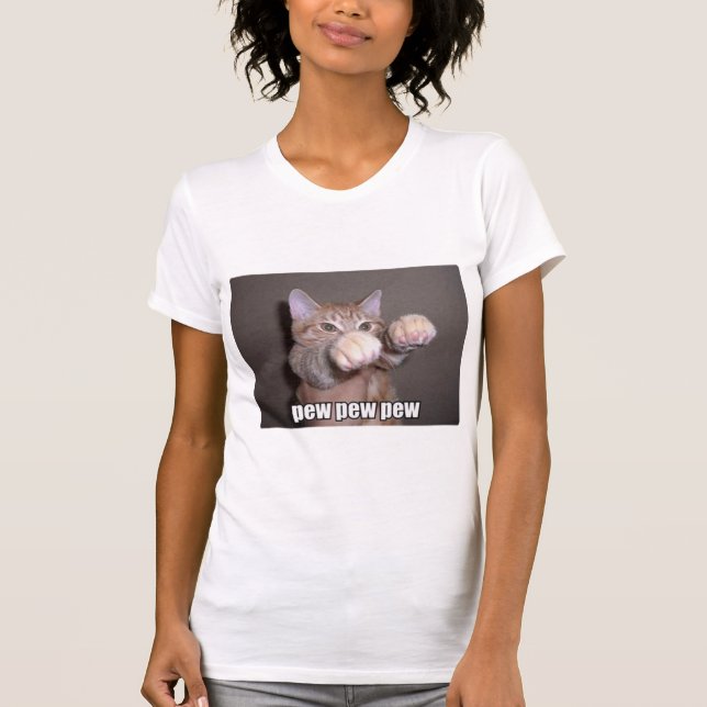 Pew Pew Pew Cat T-Shirt (Front)