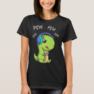 Pew Pew Pew Cute T-rex Dinosaur Video Gamer Gaming T-Shirt