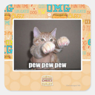 Pew pew pew square sticker