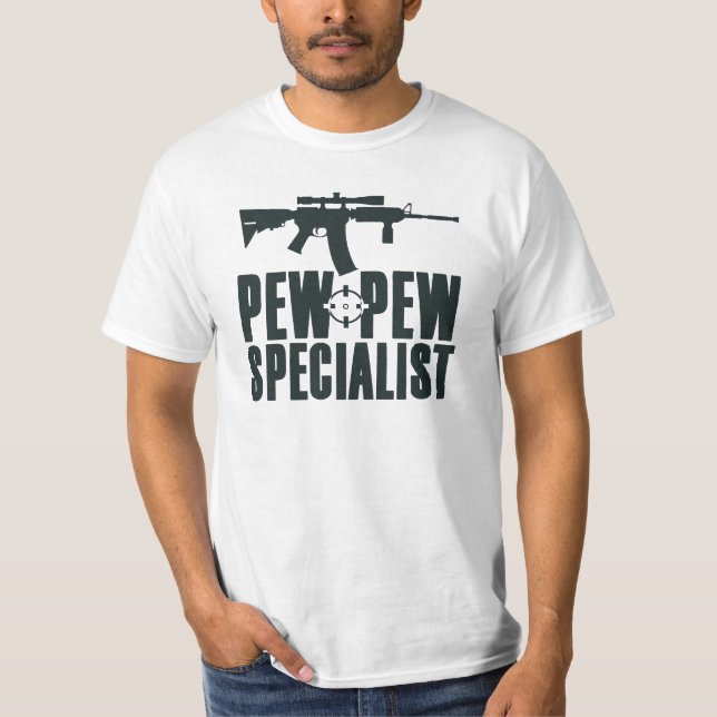 Pew Pew Specialist Airsoft/Paintball T-Shirt (Front)