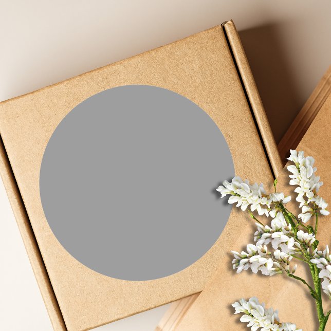 Pewter Grey Solid Colour | Classic Elegant Round Sticker (Creator Uploaded)