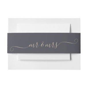 Pewter Mr and Mrs Invitation Belly Band