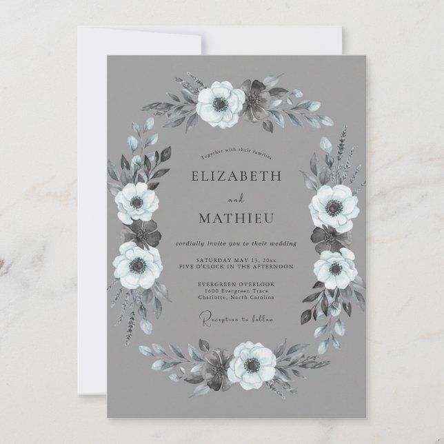 Pewter Noble Winter Wedding Invitation (Front)