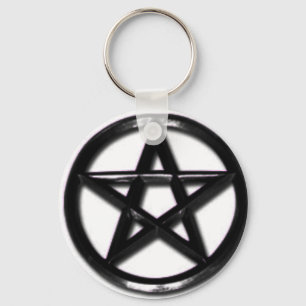 Pewter Pentacle pagan keychain