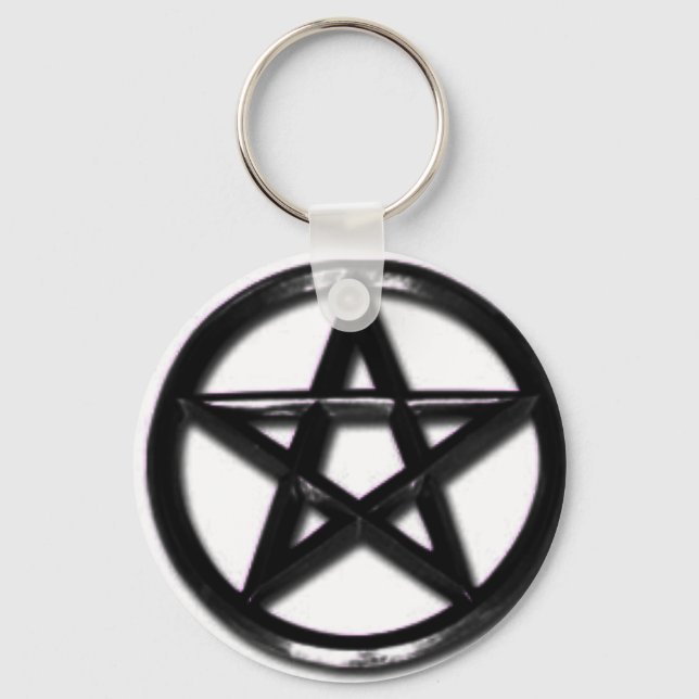 Pewter Pentacle pagan keychain (Front)