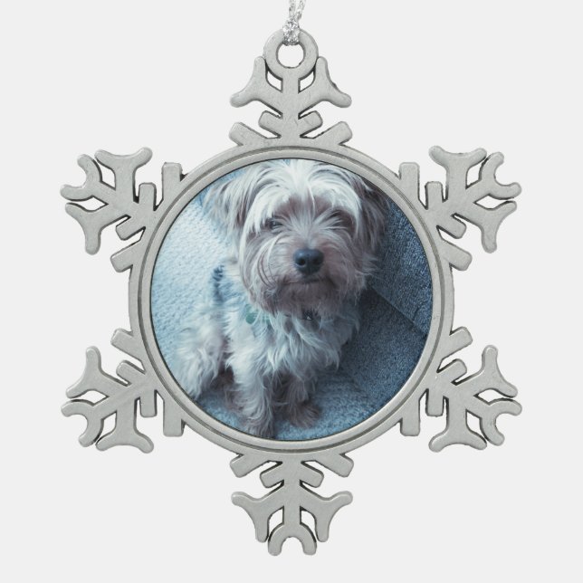 Pewter Snowflake Oranament Snowflake Pewter Christmas Ornament (Front)