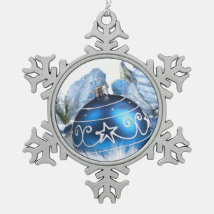Pewter Snowflake Ornament/Blue Ornament