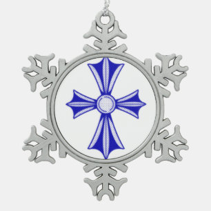 Pewter Snowflake Ornament/Celtic Cross Christmas Ornament