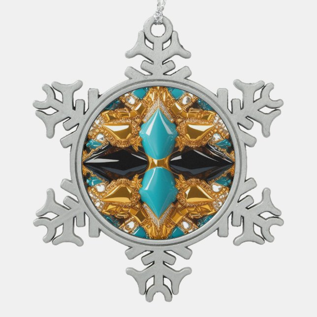Pewter Snowflake Ornament with Bahamas Colours (Front)