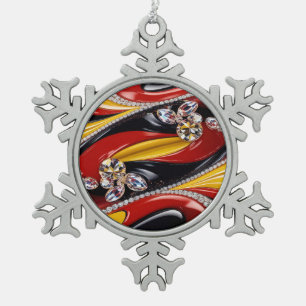 Pewter Snowflake Ornament with Belgian Colours