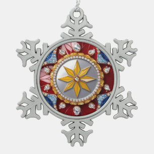 Pewter Snowflake Ornament with Colombian Colours
