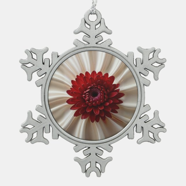 Pewter Snowflake Ornament with Japanase Colours (Front)