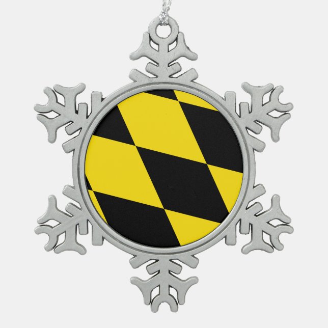 Pewter Snowflake Ornament with Munich Flag (Front)