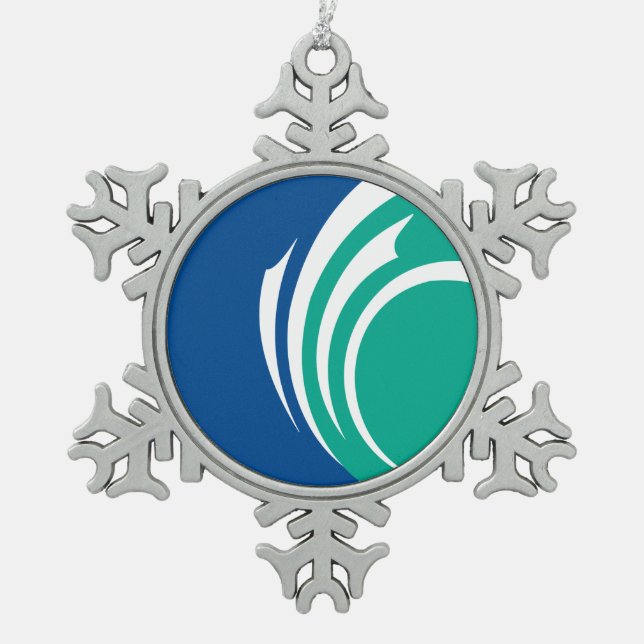 Pewter Snowflake Ornament with Ottawa Flag (Front)