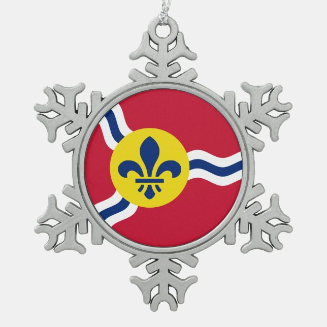 Pewter Snowflake Ornament with St. Louis, Missouri (Front)