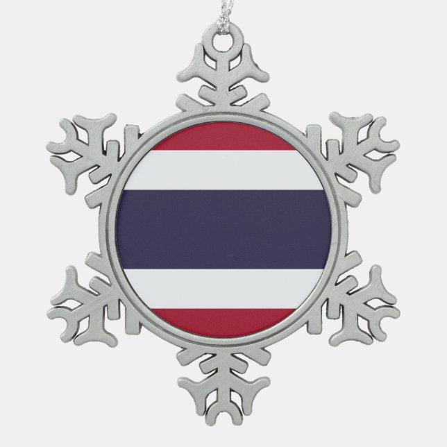 Pewter Snowflake Ornament with Thailand Flag (Front)