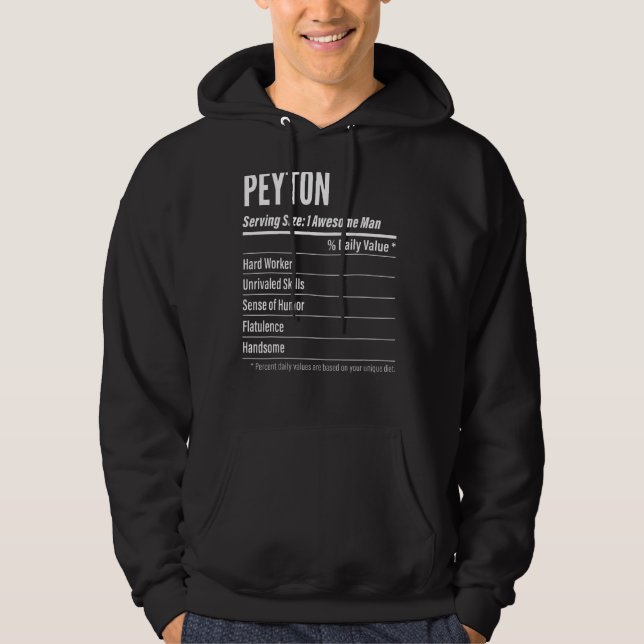 Peyton Serving Size Nutrition Label Calories Hoodie (Front)